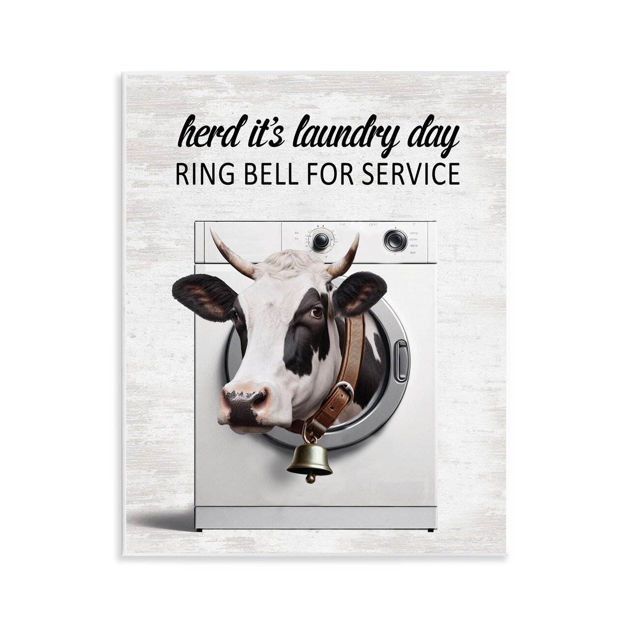 Stupell Industries Ring Bell Laundry Service Cow Wall Plaque Design by Lettered and Lined
